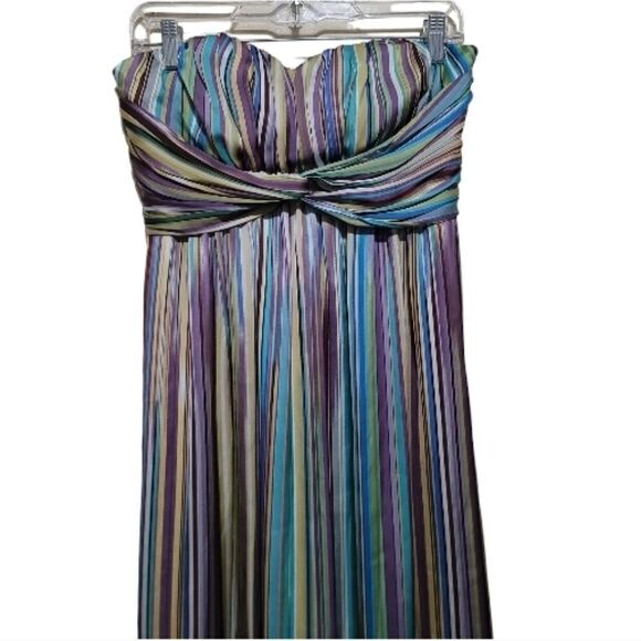 Jessica Simpson Stripe Purple Green Yellow Multicolored Maxi Dress Size 10 - Picture 6 of 9